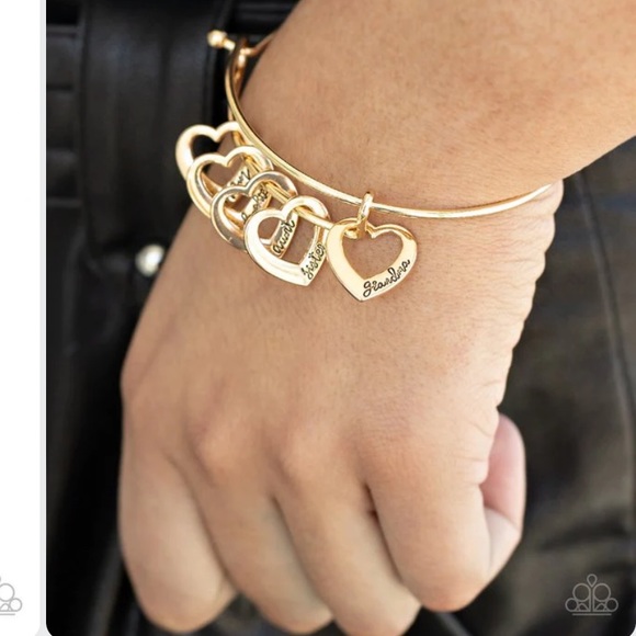 Paparazzi Bracelet /A Charmed Society / Gold Heart Charms - Picture 4 of 5